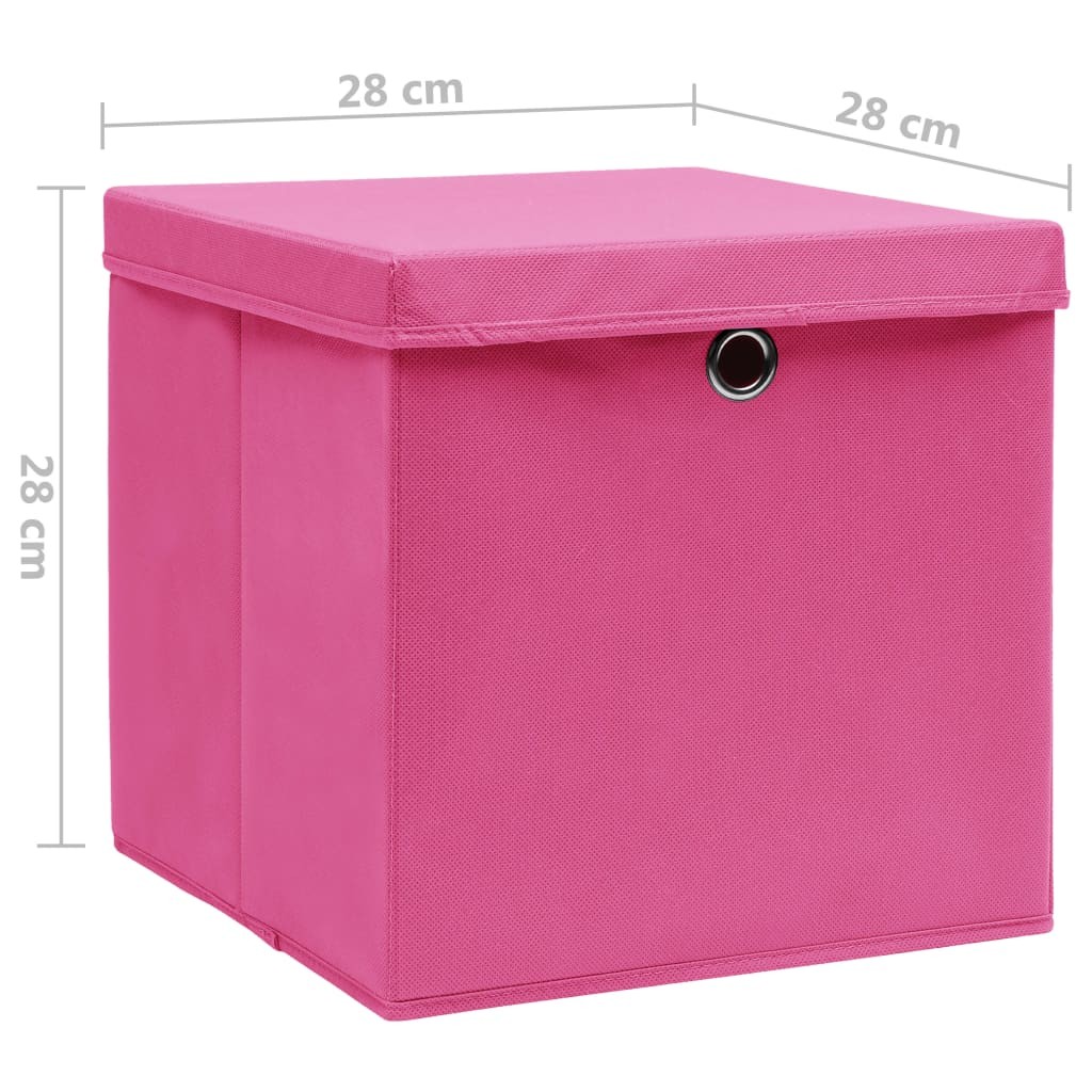 Storage Boxes with Covers 10 pcs 28x28x28 cm Pink